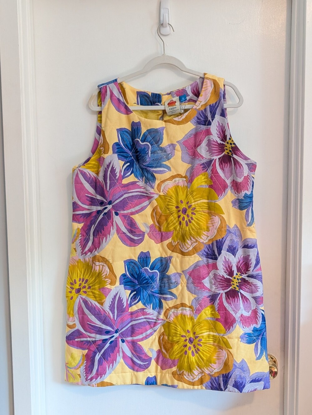 NWT Farm Rio Floral Sleeveless Quilted Shift Mini Dress With Pockets- XL - Picture 1 of 8